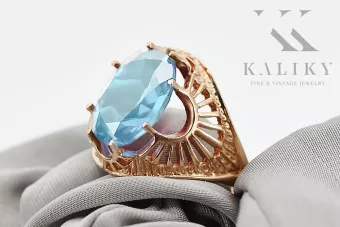 Aquamarine Original Vintage 14K Rose Gold Ring Vintage Jewlery vrc003r
